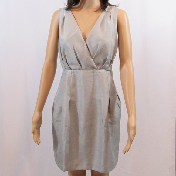 Women's Size 8 H&M Silver Gray Polyester Cocktail Party Sheath Dress Sleeveless - Picture 1 of 8